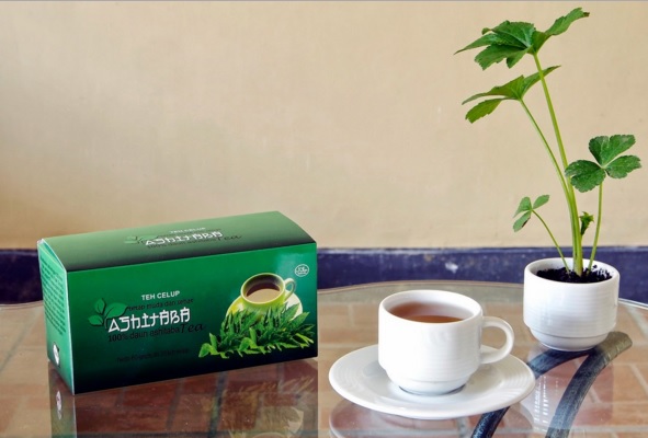Tanaman ashitaba diolah mejadi produk kemasan teh yang bisa langsung dikonsumsi secara praktis.